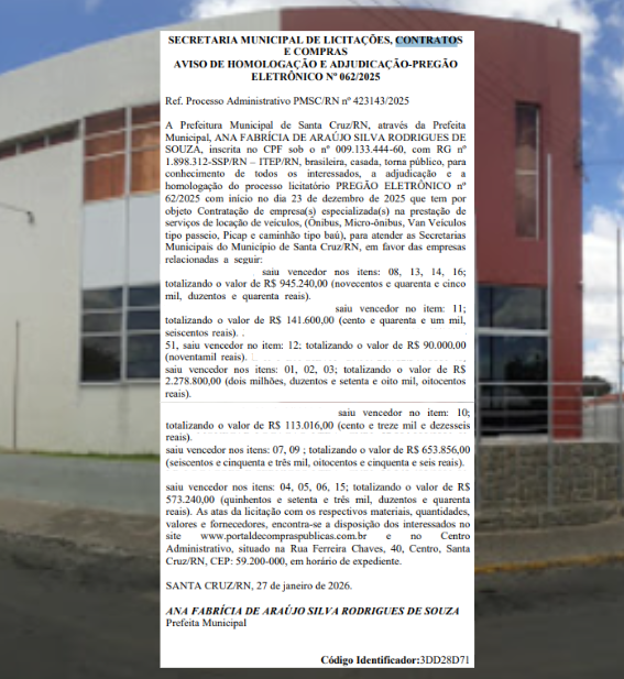 R$ 4,7 MILHÕES EM ALUGUEL DE CARROS: SANTA CRUZ ASSINA CONTRATO GIGANTE PARA LOCAÇÃO DE FROTA