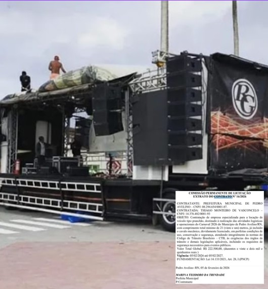 R$ 222 MIL POR UM “PRANCHÃO”: O CUSTO DA LOGÍSTICA DO CARNAVAL EM PEDRO AVELINO GERA POLÊMICA