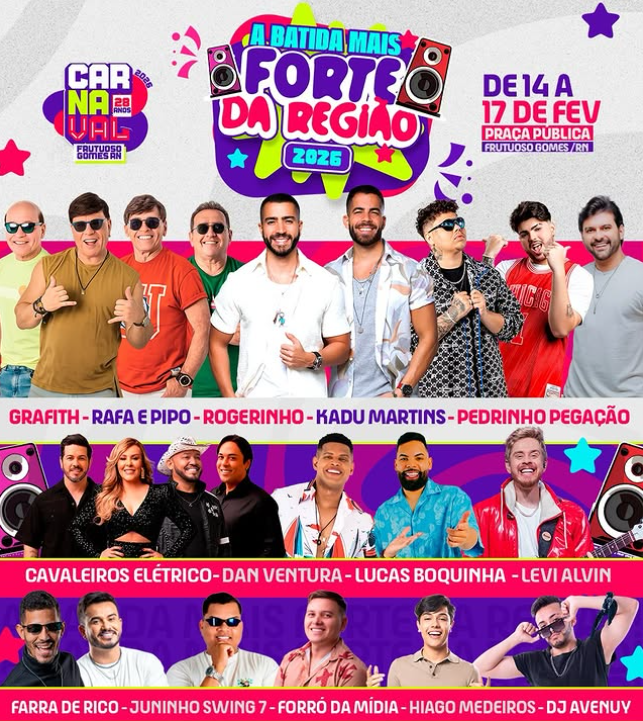 CARNAVAL MILIONÁRIO: FRUTUOSO GOMES VAI GASTAR QUASE R$ 2 MILHÕES COM BANDAS